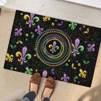 Mardi Gras Fleur De Lis Rubber Doormat With Round Carnival Beads - Wonder Print Shop