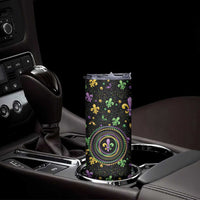Mardi Gras Fleur De Lis Skinny Tumbler With Round Carnival Beads - Wonder Print Shop