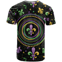 Mardi Gras Fleur De Lis T Shirt With Round Carnival Beads - Wonder Print Shop
