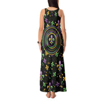 Mardi Gras Fleur De Lis Tank Maxi Dress With Round Carnival Beads - Wonder Print Shop