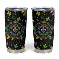 Mardi Gras Fleur De Lis Tumbler Cup With Round Carnival Beads - Wonder Print Shop