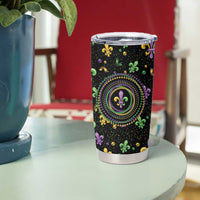 Mardi Gras Fleur De Lis Tumbler Cup With Round Carnival Beads - Wonder Print Shop