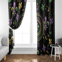 Mardi Gras Fleur De Lis Window Curtain With Round Carnival Beads - Wonder Print Shop