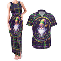 Mardi Gras Gnome Couples Matching Tank Maxi Dress and Hawaiian Shirt Beads Fleur de lis Symbol