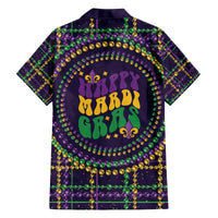 Mardi Gras Gnome Family Matching Off The Shoulder Long Sleeve Dress and Hawaiian Shirt Beads Fleur de lis Symbol