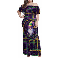 Mardi Gras Gnome Family Matching Off Shoulder Maxi Dress and Hawaiian Shirt Beads Fleur de lis Symbol LT9 - Wonder Print Shop
