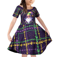 Mardi Gras Gnome Family Matching Off Shoulder Short Dress and Hawaiian Shirt Beads Fleur de lis Symbol LT9 - Wonder Print Shop