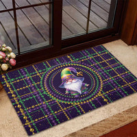 Mardi Gras Gnome Rubber Doormat Beads Fleur de lis Symbol - Wonder Print Shop