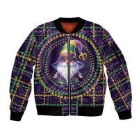 Mardi Gras Gnome Sleeve Zip Bomber Jacket Beads Fleur de lis Symbol - Wonder Print Shop