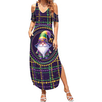 Mardi Gras Gnome Summer Maxi Dress Beads Fleur de lis Symbol - Wonder Print Shop