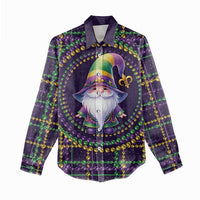 Mardi Gras Gnome Women Casual Shirt Beads Fleur de lis Symbol - Wonder Print Shop