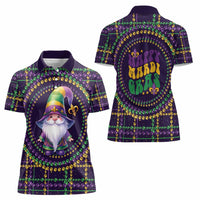 Mardi Gras Gnome Women Polo Shirt Beads Fleur de lis Symbol - Wonder Print Shop