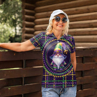 Mardi Gras Gnome Women Polo Shirt Beads Fleur de lis Symbol - Wonder Print Shop