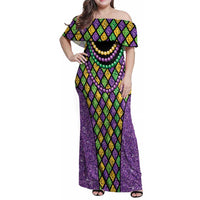 Mardi Gras Strings of Beads Family Matching Off Shoulder Maxi Dress and Hawaiian Shirt LT9 - Wonder Print Shop