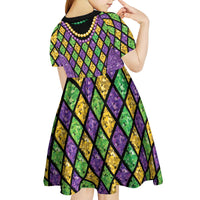 Mardi Gras Strings of Beads Kid Short Sleeve Dress - Wonder Print Shop