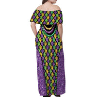 Mardi Gras Strings of Beads Off Shoulder Maxi Dress - Wonder Print Shop