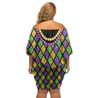 Mardi Gras Strings of Beads Off Shoulder Short Dress - Wonder Print Shop