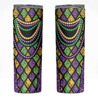 Mardi Gras Strings of Beads Skinny Tumbler - Wonder Print Shop