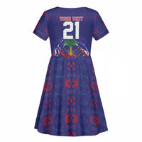 Custom Haiti Grenadye Alaso Kid Short Sleeve Dress Blue Nou Retounen Anko 1974-2026 - Wonder Print Shop