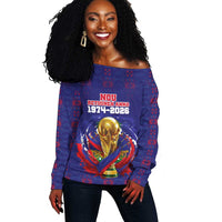 Custom Haiti Grenadye Alaso Off Shoulder Sweater Blue Nou Retounen Anko 1974-2026 - Wonder Print Shop