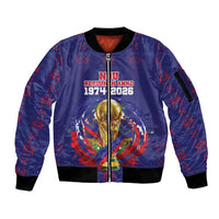 Custom Haiti Grenadye Alaso Sleeve Zip Bomber Jacket Blue Nou Retounen Anko 1974-2026 - Wonder Print Shop