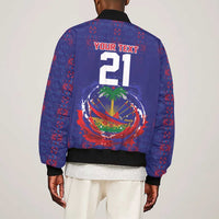 Custom Haiti Grenadye Alaso Sleeve Zip Bomber Jacket Blue Nou Retounen Anko 1974-2026 - Wonder Print Shop