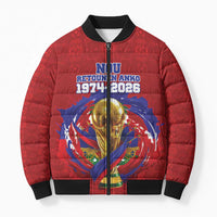 Custom Haiti Grenadye Alaso Bomber Puffer Jacket Red Nou Retounen Anko 1974-2026 - Wonder Print Shop