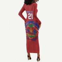 Custom Haiti Grenadye Alaso Long Sleeve Bodycon Dress Red Nou Retounen Anko 1974-2026 - Wonder Print Shop