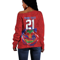 Custom Haiti Grenadye Alaso Off Shoulder Sweater Red Nou Retounen Anko 1974-2026 - Wonder Print Shop