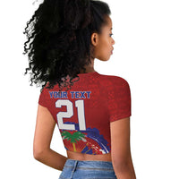 Custom Haiti Grenadye Alaso Raglan Cropped T shirt Red Nou Retounen Anko 1974-2026 - Wonder Print Shop