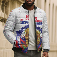 Custom Haiti Grenadye Alaso Bomber Puffer Jacket White Nou Retounen Anko 1974-2026 - Wonder Print Shop