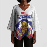 Custom Haiti Grenadye Alaso Kimono Sleeve Blouse White Nou Retounen Anko 1974-2026 - Wonder Print Shop