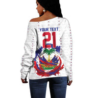 Custom Haiti Grenadye Alaso Off Shoulder Sweater White Nou Retounen Anko 1974-2026 - Wonder Print Shop