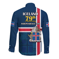 Iceland Long Sleeve Button Shirt Icelandic National Day - Wonder Print Shop
