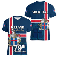 Custom Iceland Women V Neck T Shirt Icelandic National Day - Wonder Print Shop
