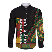 Jundteenth Long Sleeve Button Shirt Black Jundteenth Freedom Africa Pattern - Wonder Print Shop