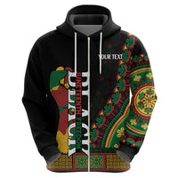 Custom Jundteenth Hoodie Black Jundteenth Freedom Africa Pattern - Wonder Print Shop