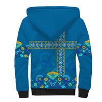 Sweden Sherpa Hoodie Konungariket Sverige Scandinavian Pattern - Wonder Print Shop