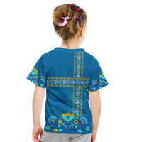 Custom Sweden Kid T Shirt Konungariket Sverige Scandinavian Pattern - Wonder Print Shop