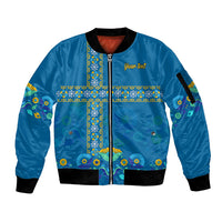 Custom Sweden Sleeve Zip Bomber Jacket Konungariket Sverige Scandinavian Pattern - Wonder Print Shop