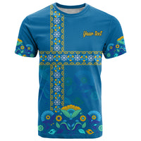Custom Sweden T Shirt Konungariket Sverige Scandinavian Pattern - Wonder Print Shop