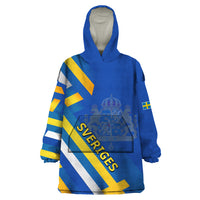 Custom Sweden National Day Wearable Blanket Hoodie Sveriges Nationaldag Flag Style - Wonder Print Shop