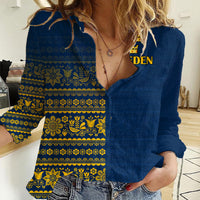 Sweden Tre Kronor Women Casual Shirt Sverige With Half Scandinavian Design - Wonder Print Shop
