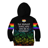 Canada LGBT History Month Kid Hoodie Hugging Rainbow Maple Leaves - Wonder Print Shop
