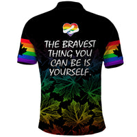 Canada LGBT History Month Polo Shirt Hugging Rainbow Maple Leaves - Wonder Print Shop