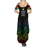 Canada LGBT History Month Summer Maxi Dress Hugging Rainbow Maple Leaves - Wonder Print Shop