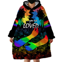 Canada LGBT History Month Wearable Blanket Hoodie Hugging Rainbow Maple Leaves - Wonder Print Shop
