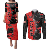 Custom Canada Womens Soccer Couples Matching Puletasi Dress and Long Sleeve Button Shirts Go Canucks Maple Leaf 2023 LT9 - Wonder Print Shop