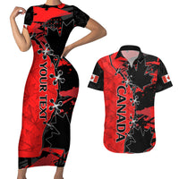 Custom Canada Womens Soccer Couples Matching Short Sleeve Bodycon Dress and Hawaiian Shirt Go Canucks Maple Leaf 2023 LT9 - Wonder Print Shop