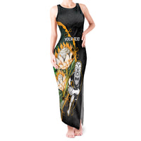 Custom South Africa Protea and New Zealand Tank Maxi Dress Go All Black-Springboks Rugby with Kente And Maori - Wonder Print Shop